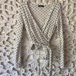 SHEIN crop top long sleeve polka dot size XS